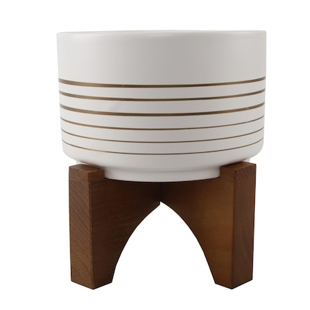 Conservatorio 7' Ceramic Lines ON WOOD STAND, White/Gold Line CO2969281